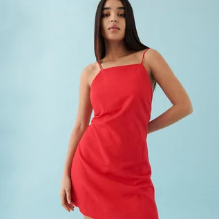 Sukienki - Reserved Sukienka z lnem - Czerwony - grafika 1