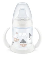 Kubki dla dzieci - NUK Butelka FC+ z PP 150ml do nauki picia z uchwytami i z wskaźnikiem temperatury (ustnik SILIKON niekapek) biała 743943A - miniaturka - grafika 1