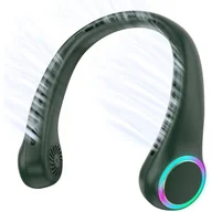Wentylatory - Wentylator na szyję, mini wentylator USB, wentylator bezłopatkowy, silny wiatr, cichy, 4000 mAh, 3 prędkości, zielony - miniaturka - grafika 1