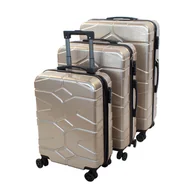 Walizki - Twarde walizki podróżne na bagaż na kółkach szampanowe, zestaw 3szt. H23084C - miniaturka - grafika 1