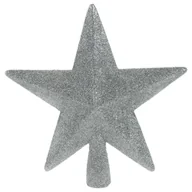 Ozdoby bożonarodzeniowe - Home Styling Collection Czubek / Szpic Ozdobny Na Choinkę Gwiazda Srebrna Brokatowa 19 Cm - miniaturka - grafika 1