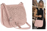 Torebki damskie - Torebka damska HERISSON pojemna ażurowa Listonoszka 15B322 Różowa - miniaturka - grafika 1