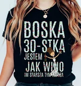 Koszulki i topy damskie - czarna koszulka na 30 urodziny BOSKA 30 DLA brunetki - miniaturka - grafika 1