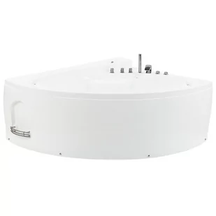 Wanna narożna LED z hydromasażem 165 x 148 cm biała PELICAN - Wanny z hydromasażem - miniaturka - grafika 1