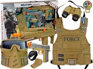 Zabawki militarne - LEANToys Zestaw Wojskowy Broń Maska Lornetka Kamizelka Kompas 7875 - miniaturka - grafika 1