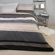 Pościel - Darymex Pościel bawełniana 160x200 Zigo Beige beżowa czarna geometria pasy Cottonlove Exclusive 5 - miniaturka - grafika 1