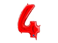Balony i akcesoria - Balon foliowy cyfra 4 czerwona - 66 cm - 1 szt. - miniaturka - grafika 1