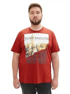 Koszulki męskie - TOM TAILOR Męski T-shirt z nadrukiem fotograficznym z bawełny, 14302-velvet red, 3XL, 14302-Velvet Red, 3XL - grafika 1