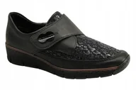 Buty sportowe damskie - Półbuty Damskie Rieker 537C0-00 38 Czarne - miniaturka - grafika 1