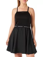 Sukienki - Calvin Klein Jeans Damskie paski z logo tkanina mieszana sukienka codzienna, czarna, XL - miniaturka - grafika 1