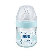 Kubki dla dzieci - NUK Nature Sense Butelka szklana ze wskaźnikiem temperatury niebieska, 120ml - >>> DARMOWA od 99zł<<< 24h !!! - miniaturka - grafika 1