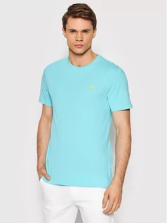 Koszulki męskie - Ralph Lauren Polo T-Shirt 710671438264 Niebieski Slim Fit - grafika 1