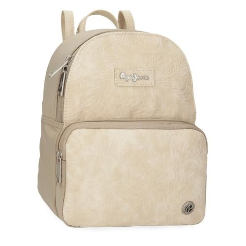 Pepe Jeans Jana Plecak na co dzień Beżowy 20 x 25,5 x 10 cm Poliester z Detalami Ze Sztucznej Skóry by Joumma Bags, beż, Talla única, plecak na co dzień