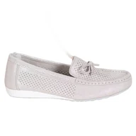 Mokasyny damskie - Goodin Skórzane Buty Z Kokardą brązowe - miniaturka - grafika 1