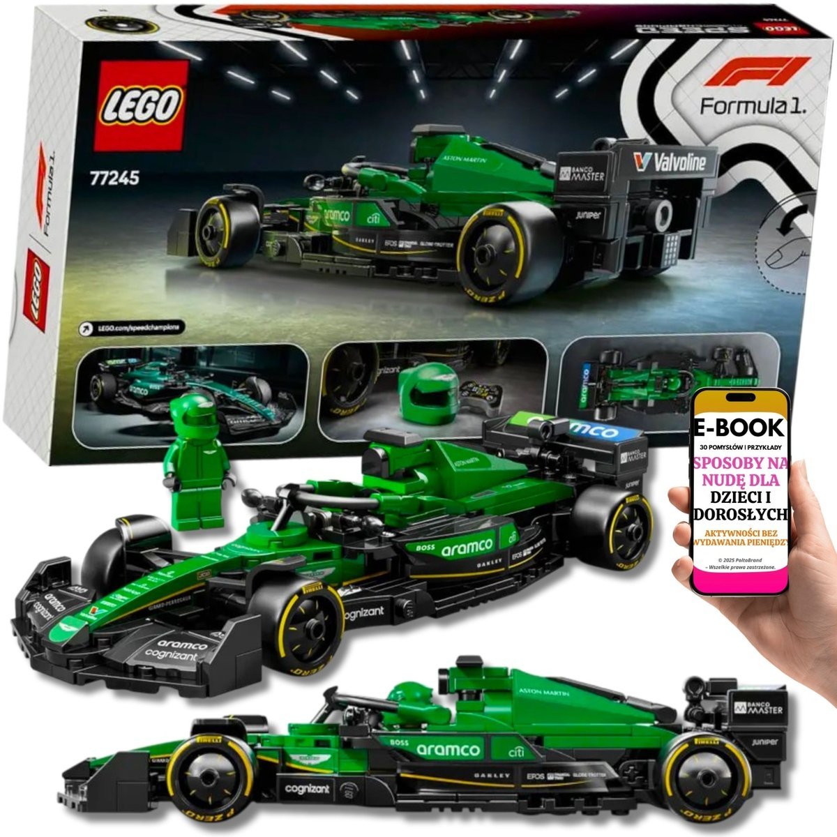 ZESTAW PREZENT LEGO – Aston Martin F1 AMR24 Speed Champions • Bolid Wyścigowy z Kierowcą – Super Pomysł Na Prezent Dla Chłopca + EBOOK-3