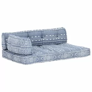 vidaXL Sofa z poduszek na paletę, tkanina, indygo patchwork vidaXL - Poduszki na krzesła - miniaturka - grafika 1