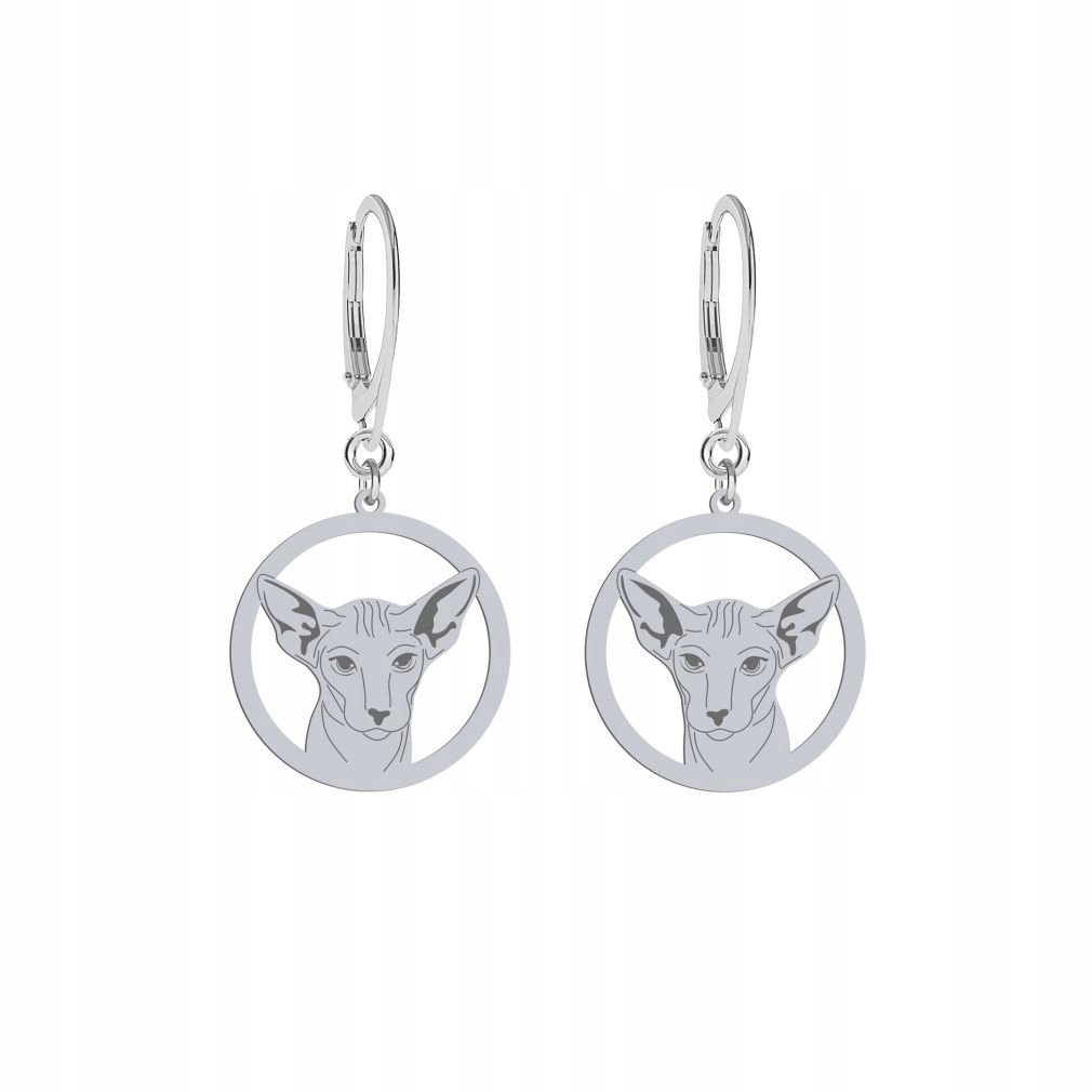 Kolczyki Srebrne Kot Peterbald 925 Biżuteria Kobieta Prezent GRAWER GRATIS