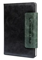 Notesy i bloczki - Notes w linie format A5 czarno - zielony PETERSON twarda okładka ze skóry ekologicznej magnetyczne zapięcie - miniaturka - grafika 1
