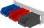 Pojemniki przemysłowe - qBox Wieszak do zawieszania pojemników warsztatowych, wym. wieszaka 389 x 110 mm - 3 pojemniki Pojemniki z pojemnikami - miniaturka - grafika 1