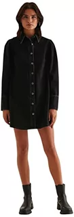 Sukienki - NA-KD Damska organiczna dżinsowa sukienka koszulowa na co dzień, Czarny Wash, 36 - grafika 1