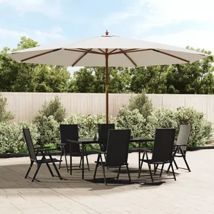 vidaXL Parasol ogrodowy na drewnianym słupku, piaskowy, 400x273 cm - Parasole ogrodowe - miniaturka - grafika 1