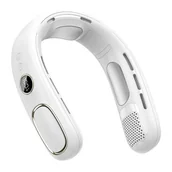 Wentylatory - Przenośny wentylator bezłopatkowy na szyję, akumulatorowy, 5 prędkości wiatru, idealny do podróży na świeżym powietrzu, biały - miniaturka - grafika 1