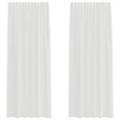 Zasłony - vidaXL Zasłony woalowe z kieszeniami na drążek 2 szt. białe - miniaturka - grafika 1