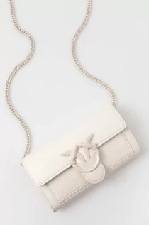 Portfele - Pinko portfel skórzany damski kolor biały 100062 A124 - grafika 1