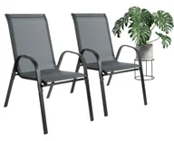 Fotele i krzesła ogrodowe - Zestaw 2 krzeseł - nowoczesne metalowe krzesło ogrodowe grafitowe - miniaturka - grafika 1