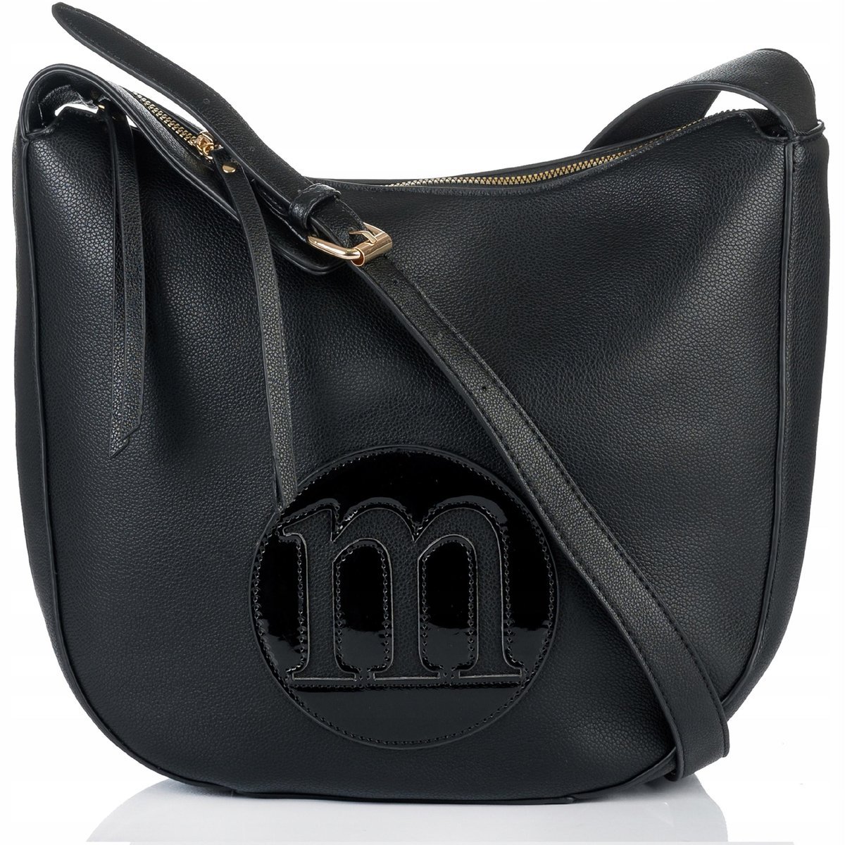 Torebka DUŻA Listonoszka MONNARI CZARNA LOGO Pojemna Praktyczna Czarna