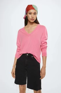 Swetry damskie - Mango sweter Lucav damski kolor różowy lekki - grafika 1