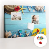 Tablice i flipcharty - Szkolna Tablica korkowa 60x40 cm, Kolorowe Pinezki, wzór Nadmorskie rzeczy - miniaturka - grafika 1