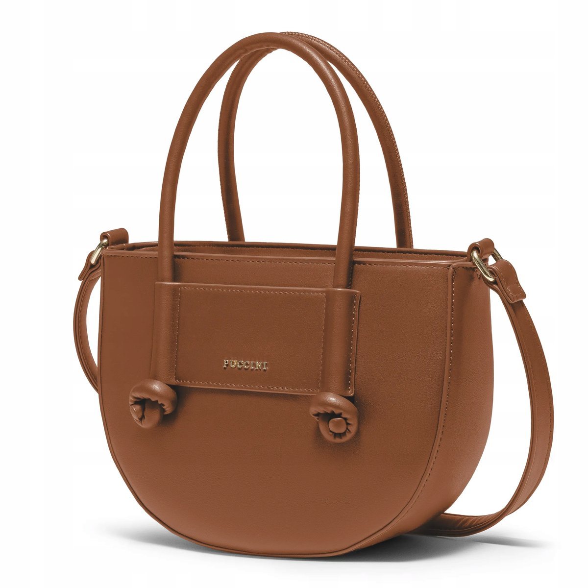 Torebka Damska Mała Crossbody z Uchwytami PUCCINI Brązowa BK2241224M-9A