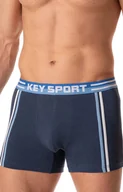 Majtki męskie - Key sportowe bokserki z lampasem granatowe, Kolor granatowy, Rozmiar L, Key - Intymna - miniaturka - grafika 1