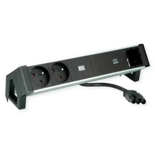 BACHMANN DESK2 ALU BLACK 2xUTE 1xCM 1xUSBC 60W 0.2m GST18 - Gniazdka elektryczne - miniaturka - grafika 1