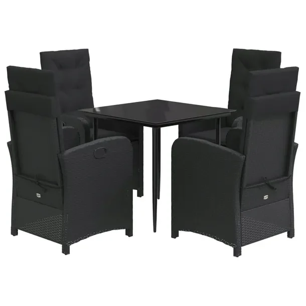 Zestaw mebli ogrodowych czarny - 4 krzesła, stół 80x80x74 cm, rattan PE