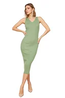 Sukienki - Trendyol Damska sukienka midi bodycon slim dzianinowa, Miętowy, M - miniaturka - grafika 1