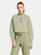 Bluzy damskie - adidas Bluza Signature Graphic JE3899 Zielony Loose Fit - miniaturka - grafika 1