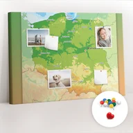 Tablice i flipcharty - Organizer, Tablica korkowa 100x70 cm + Kolorowe Pinezki - Mapa fizyczna Polski - miniaturka - grafika 1