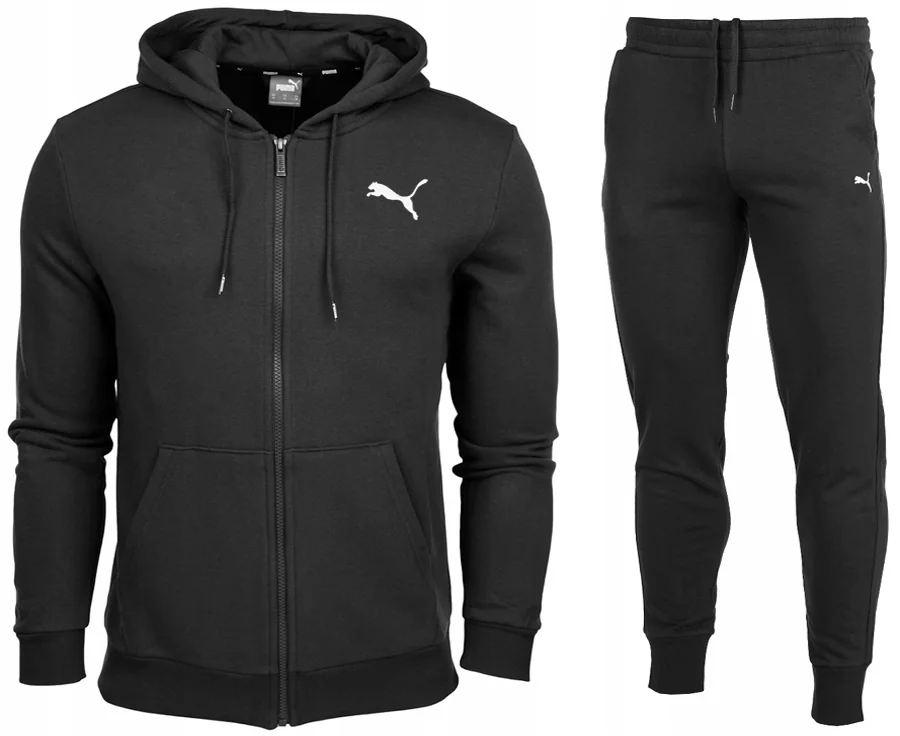 PUMA DRESY MĘSKIE KOMPLET SPODNIE I BLUZA BAWEŁNA REGULAR FIT CZARNY R. 4XL