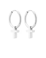 Kolczyki - Srebrne kolczyki koła z krzyżykami - miniaturka - grafika 1