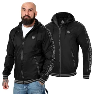 Kurtka z kapturem przejściowa Pit Bull Whitewood '24 - Czarna - Odzież taktyczna i umundurowanie - miniaturka - grafika 1