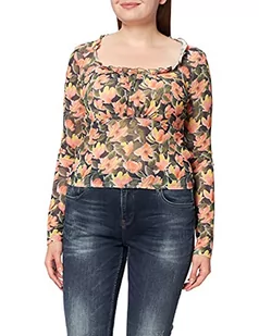 NA-KD Damska koszula z siateczki, Kwiaty w kolorze pomarańczowym, 3XL - Koszule damskie - miniaturka - grafika 1