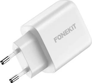 FoneKit GaN PD 65W AC power adapter, USB-C + USB-C, white PD-545_white - Adaptery i przejściówki - miniaturka - grafika 1