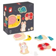 Puzzle - Janod 4 Drewniane Puzzle Zwierzęta Ogrodowe – Edukacyjne Zabawki Dla Dzieci 18M - miniaturka - grafika 1