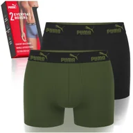 Majtki męskie - PUMA Bokserki Męskie 2 Sztuki Bawełna Zielone Black Khaki Logo Rozmiar XXL - miniaturka - grafika 1