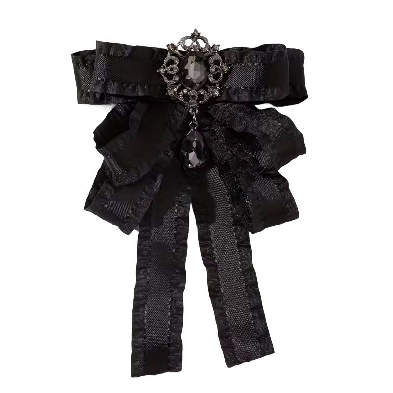 Elegancka Ozdobna Broszka Kokarda w Stylu Gotyckim Czarna