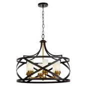 Lampy sufitowe - LAMPA WISZĄCA LOFT CZARNO-MOSIĘŻNA ASTILA W6 - miniaturka - grafika 1