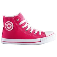 Trampki damskie - Wysokie Trampki New Age różowe - miniaturka - grafika 1