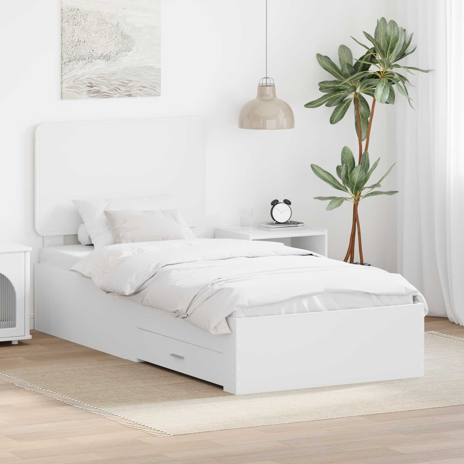 vidaXL Ramka łóżka Biały 90 x 190 cm Materiał z kompozytowego drewna